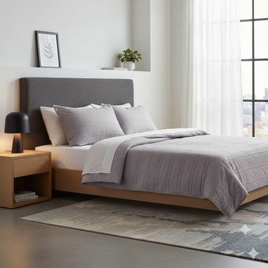 CUBRECAMA LILA 100% ALGODON C/FUNDA SHAM QUEEN 220 HILOS FREE HOME PREMIUM