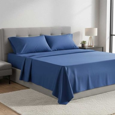 JUEGO DE SABANAS 50% ALGODON AZUL 2 PLZ FREE HOME