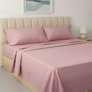 JUEGO DE SABANAS 50% ALGODON ROSA 2PLZ FREE HOME