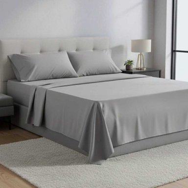 JUEGO DE SABANAS 50% ALGODON GRIS 2 PLZ FREE HOME