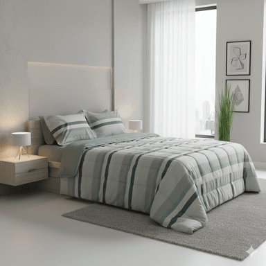 EDREDON 100% ALGODON 180 HILOS CON FUNDA SHAM 1.5PLZ LISBOA FREE HOME PREMIUM