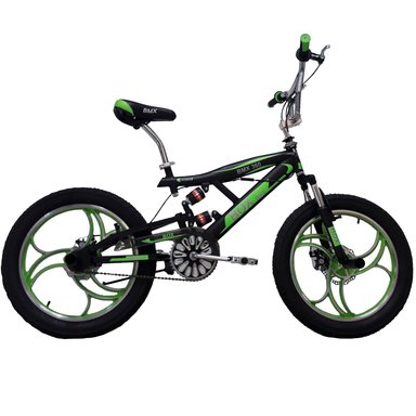 BICICLETA BOX BIKE BMX DOBLE SUSPENSIÓN 360º - NEGRO Y VERDE