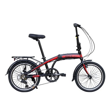 BICICLETA BOX PLEGABLE DE ALUMINIO ARO 20 NEGRO CON ROJO