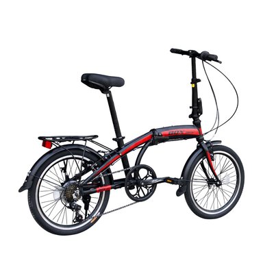 BICICLETA BOX PLEGABLE DE ALUMINIO ARO 20 NEGRO CON ROJO - 3