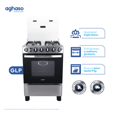 COCINA AGHASO 4 HORNILLAS PREMIUM GLP