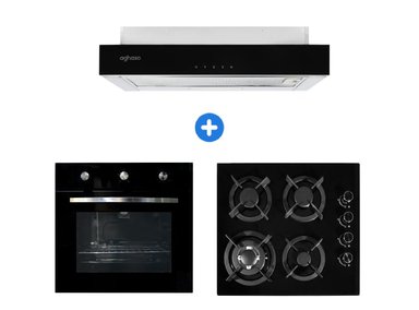 COMBO: ENCIMERA 4 HORNILLA GLP + CAMPANA EXTRAIBLE PREMIUM 60 CM + HORNO 4 FUNCIONES GLP