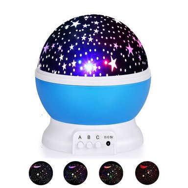 LAMPARA PROYECTOR ESTRELLAS-LUNAS GIRATORIO-CELESTE