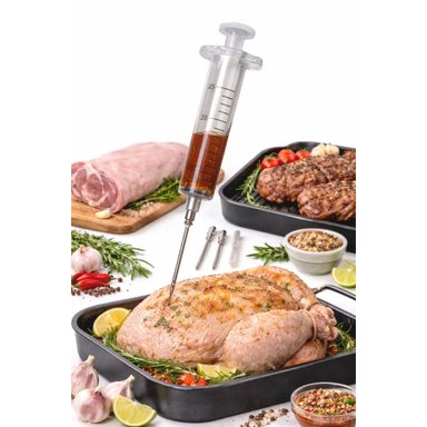 PACK 2 ACCESORIOS COCINA ANKAFA JERINGA ROJO PAVO HERRAMIENTAS HORNEAR INYECTOR CONDIMENTOS CARNES