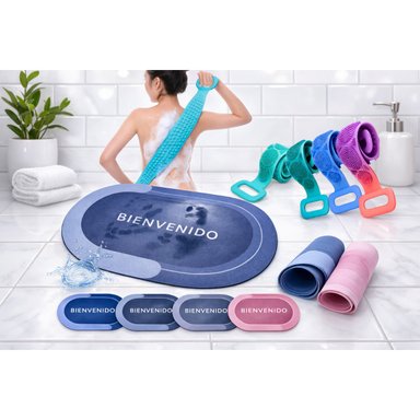 SET ANKAFA BANDA 4 PIEZAS AMBAR CEPILLO DE SILICONA PARA DUCHA, BAÑO
