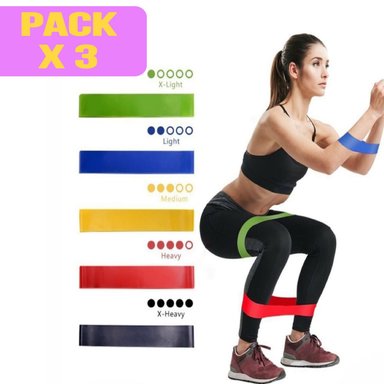 PACK 3 BANDAS ELÁSTICAS RESISTENCIA EJERCICIOS LIGAS MULTICOLOR - 1