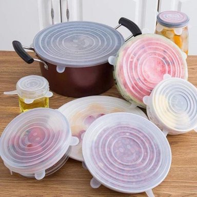 PACK 2 ACCESORIOS COCINA ANKAFA MULTICOLOR X 6 TAPAS SILICONA ELASTICAS TAPER - 5