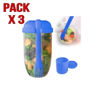 TAPER ANKAFA AZUL ENSALADERA CONTENEDOR ENSALADA POTE ALIÑO TENEDOR