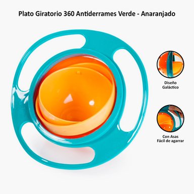 PACK 2 PLATOS GIRATORIO ANKAFA ANTI DERRAME NIÑOS BEBÉS 360° VERDE