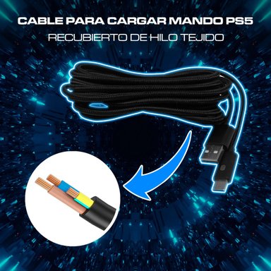 CABLE MANDO PS5 CARGAR 3 METROS CARGA RAPIDA DOBE FOMIS ELECTRONICS - 4