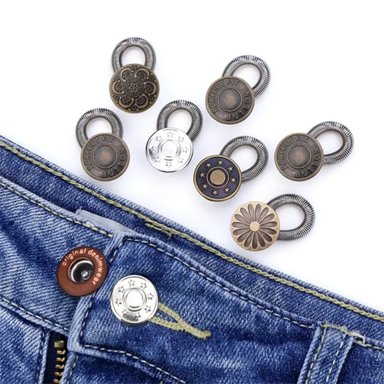 PACK DE 12 EXTENSORES DE CINTURA ELÁSTICA AJUSTABLES PARA JEANS CON BOTONES - CÓMODO Y PRÁCTICO