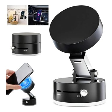 SOPORTE MAGNÉTICO PARA CELULAR HOLDER IMANTADO PLEGABLE AUTO CASA SUCCIÓN AL VACÍO NEGRO