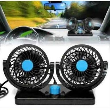 VENTILADOR DOBLE CABEZAL 360 PARA AUTO PORTÁTIL 12V