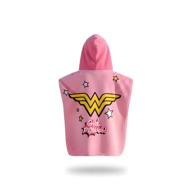 TOALLA PONCHO INFANTIL CON CAPUCHA ROSADA SECADO RÁPIDO DISEÑO HEROÍNA - 3