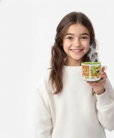 TAZA PARA NIÑOS 350ML CERÁMICA COLORIDA IDEAL REGALO ESCOLAR