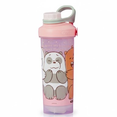 BOTELLA INFANTIL 750ML ANTIDERRAME CON ASA DISEÑO KAWAII ROSADA