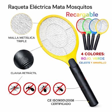 MATA MOSCAS ELÉCTRICO RECARGABLE PORTÁTIL ALTA POTENCIA USO HOGAR EXTERIOR - 5