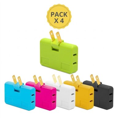 PACK 4 ADAPTADORES ENCHUFE TRIPLE GIRATORIO - RESISTENTE AL CALOR Y FLEXIBLE