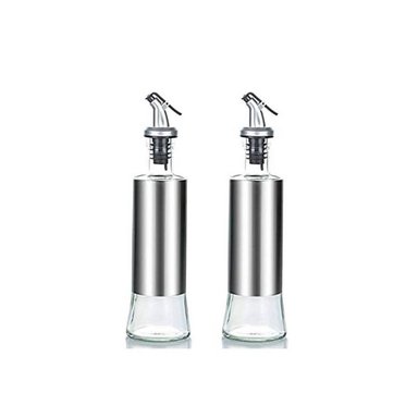 PACK DE 2 DISPENSADORES DE ACEITE DE ACERO INOXIDABLE 300 ML - PRÁCTICOS Y ELEGANTES