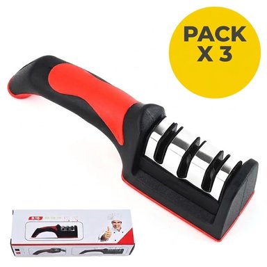 PACK DE 3 AFILADORES MULTIFUNCIONALES PARA CUCHILLOS Y TIJERAS - RÁPIDO Y EFICIENTE