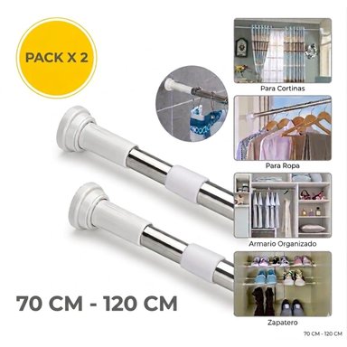 PACK X 2 BARRAS TELESCÓPICAS AJUSTABLES PARA CORTINAS – AHORRA Y ORGANIZA MEJOR