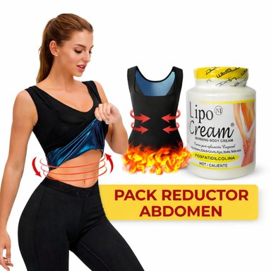 PACK REDUCTOR ABDOMEN – CAMISETA SAUNA + LIPO CREAM PARA UN CINTURÓN FIRME Y DEFINIDO