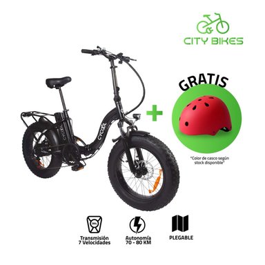 E-BIKE CYCOOL EWILD20W/1005 CON TIMON PLEGABLE, INC. BATERIA, CARGADOR Y LLAVES /NEGRO + CASCO - 2