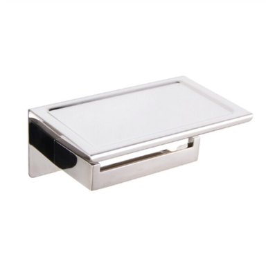 PORTAPAPEL LUNADEC PERU CUADRADO ACERO PLATEADO CON REPISA INOXIDABLE - 1