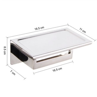 PORTAPAPEL LUNADEC PERU CUADRADO ACERO PLATEADO CON REPISA INOXIDABLE - 3