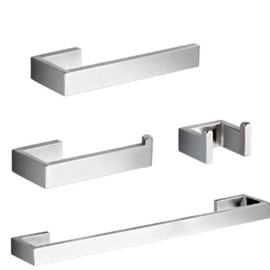 SET DE ACCESORIOS PARA BAÑO LUNADEC PERU PLATINIUM ACERO INOXIDABLE 4 PIEZAS MODELO
