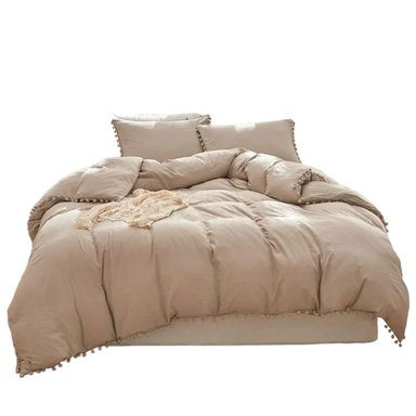 FUNDA PLUMÓN ISATEX POMPONES 2 PLAZAS ALGODÓN PIMA LISOS 200 HILOS