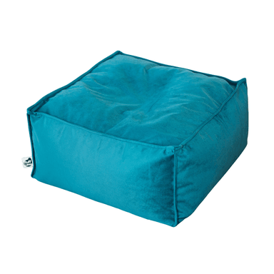 PUFF CUADRADO GRANDE TELA TURQUEZA
