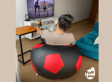 PUFF PUFFLIMA PELOTA GRANDE NEGRO ULTRACUERO ROJO - 3