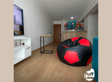 PUFF PUFFLIMA PELOTA GRANDE NEGRO ULTRACUERO ROJO - 4