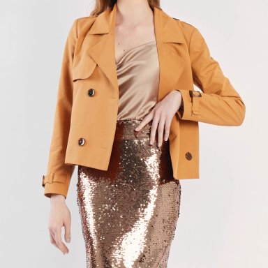 CROPPED ALGODÓN MUJER CAMILA VIALI CAMEL S30504CI24 TRENCH COAT MANGA LARGA