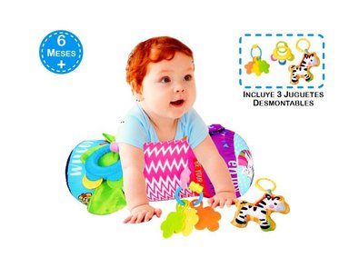 RODILLO CON JUGUETES PARA LA ESTIMULACIÓN TUMMY TIME ROSADO