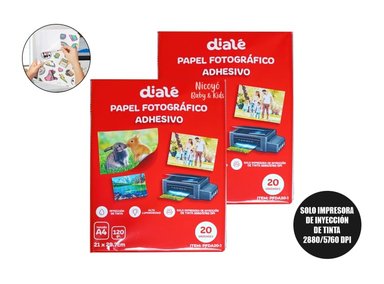 40 HOJAS DE PAPEL FOTOGRÁFICO ADHESIVO A4 DE 120 GRAMOS