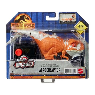 FIGURA JURASSIC WORLD DOMINION CLICKER TRACKER ATROCIRAPTOR NARANJA - 1