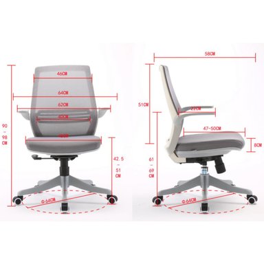 SILLA ERGONÓMICA EJECUTIVA DECORPLAS SHANGAI COLORS GRIS CLARO - 5