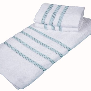 TOALLAS SLEEPER BAHAMAS 3 PIEZAS BLANCO CON RAYAS VERDE ALGODÓN