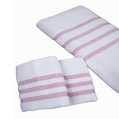 TOALLAS SLEEPER BAHAMAS 3 PIEZAS BLANCO CON RAYAS GUINDA ALGODÓN