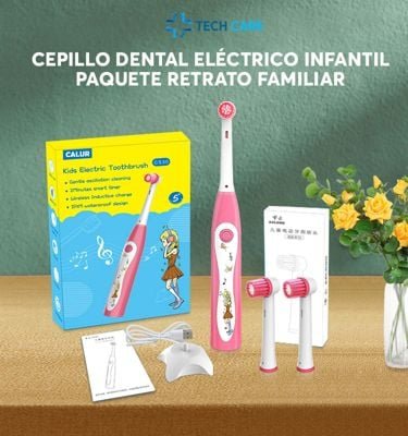 CEPILLO ELÉCTRICO TECH CARE CARGA SEGURA SÓNICO ROSADO PARA NIÑAS + 3 CABEZALES