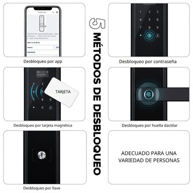 CERRADURA INTELIGENTE GRANDE 5 MODOS+ ASESORÍA INSTALACIÓN - 5