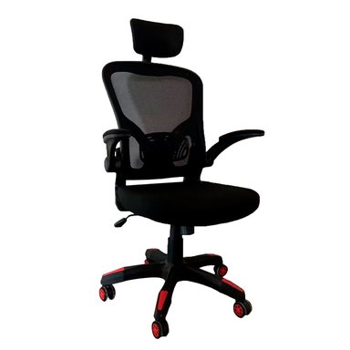 SILLA DE OFICINA CON CABECERA Y APOYABRAZOS RECLINABLES - NEGRO