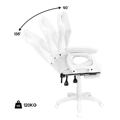 Silla Gamer Extingtion Sapp Gamuza-Cuerina Color Blanco - 3