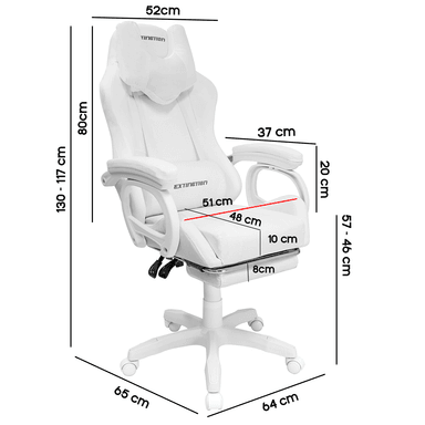 Silla Gamer Extingtion Sapp Gamuza-Cuerina Color Blanco - 5